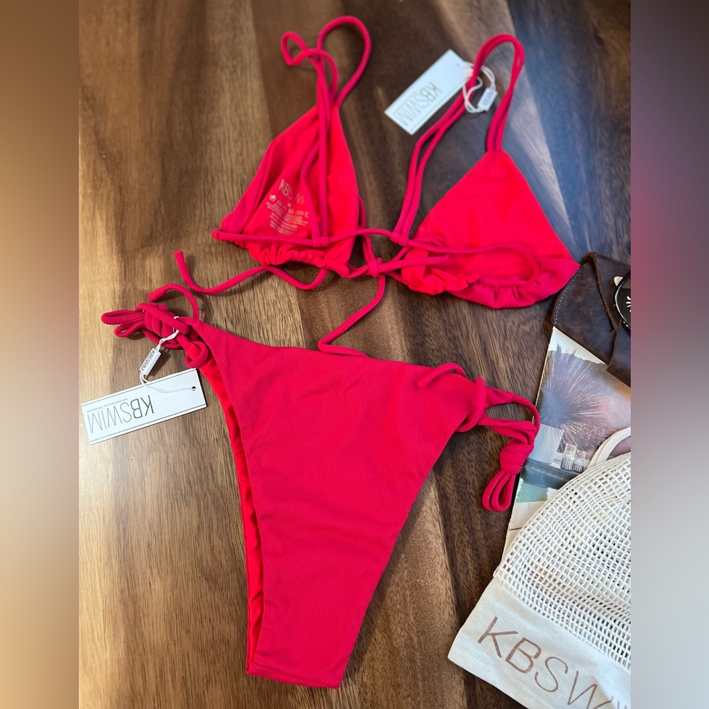KB SWIM • BERMUDA TOP & BOTTOM • Color: Cherry (Rib) - Picture 3 of 9